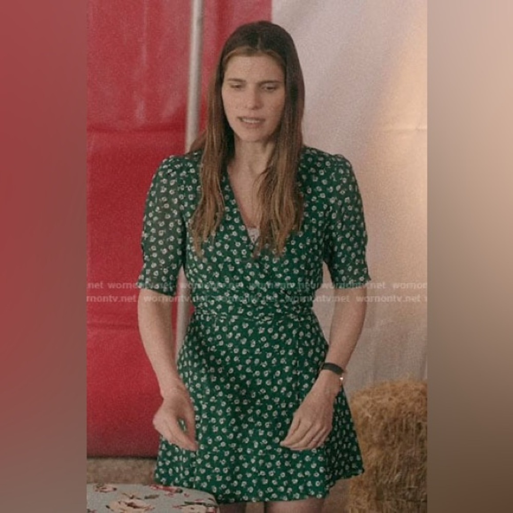 Screen accurate Reformation Lucky green floral dress ASO Rio in Bless This Mess